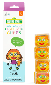 JULIA GLO PALS , 4 KOSTKI i sensoryczne świecące w wodzie - zabawka kąpielowa  - ULICA SEZAMKOWA