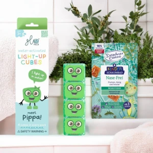 ZESTAW Glo Pals, Kostki sensoryczne świecące w wodzie Pippa PLUS płyn ODDYCHAJ SWOBODNIE 40ml 