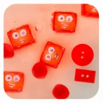 SAMMY GLO PALS , 4 KOSTKI sensoryczne świecące w wodzie - zabawka kąpielowa, kolor czerwony 