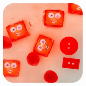 SAMMY GLO PALS , 4 KOSTKI sensoryczne świecące w wodzie - zabawka kąpielowa, kolor czerwony 