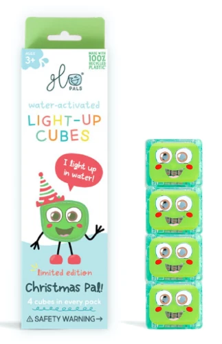 4 KOSTKI sensoryczne CHRISTMAS PALL, GLO PALS - edycja świąteczna - zabawka kąpielowa, kolor zielony (