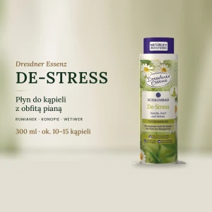DE-STRESS płyn do kąpieli 500 ml – rumianek, konopie, wetiwer | Dresdner Essenz